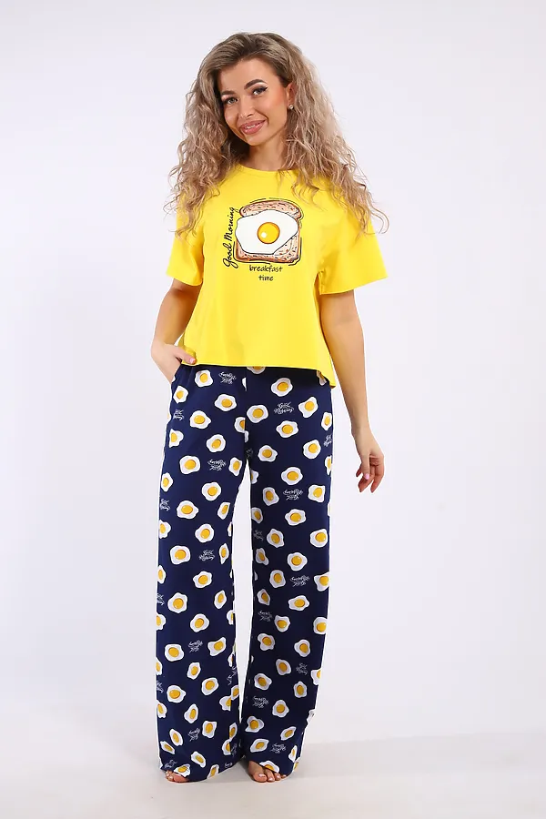 Костюм с брюками арт. КД-00-007 НАТАЛИ, желтый/яичница - фото 1