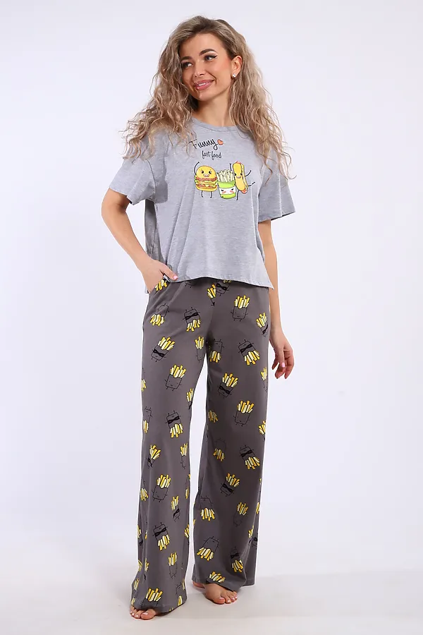 Костюм с брюками арт. КД-00-007 НАТАЛИ, серый меланж/картошка фри - фото 1