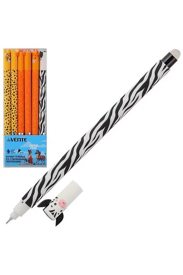 Ручка гелевая стираемая "Safari Park" d=0,5 мм, корпус с эффектом Velvet-Touch, цвета корпуса ассорти 3 цвета, синяя URAL TOYS, мультиколор - фото 1