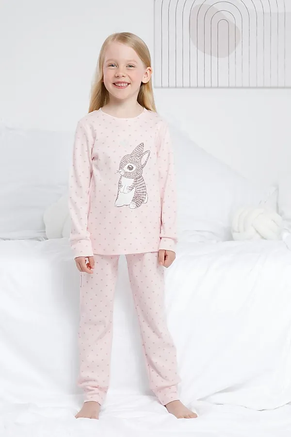 Пижама CROCKID, сердечки на нежно-розовом - фото 1