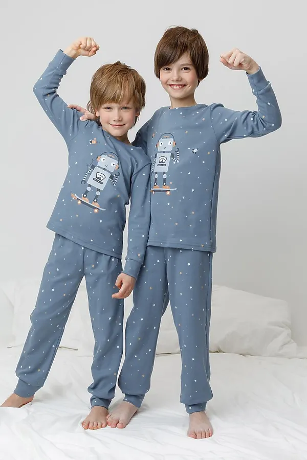 Пижама CROCKID, синий джинс,звездочки - фото 1