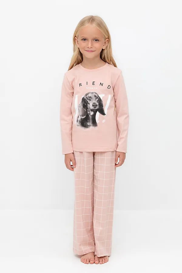 Пижама CROCKID, дымчатая роза,двойная клетка - фото 1