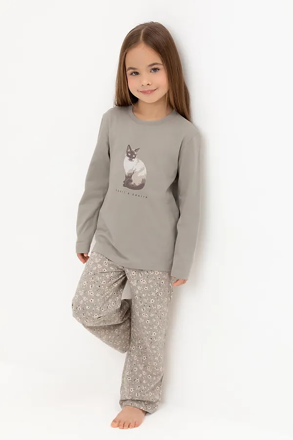 Пижама CROCKID, пыльно-оливковый,полевые цветы - фото 1