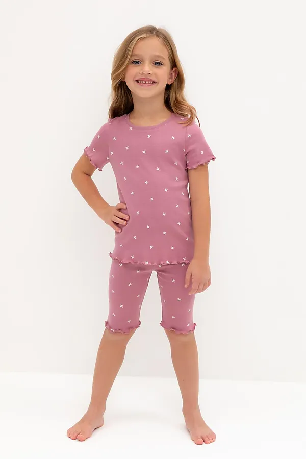 Пижама CROCKID, пепельная роза,мини листики пижама - фото 1