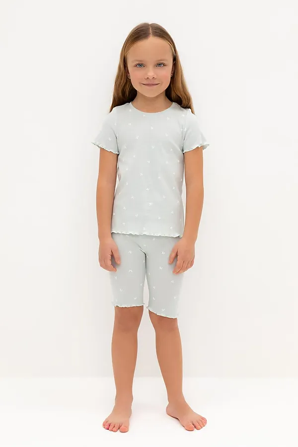 Пижама CROCKID, серое небо,мини листики - фото 1
