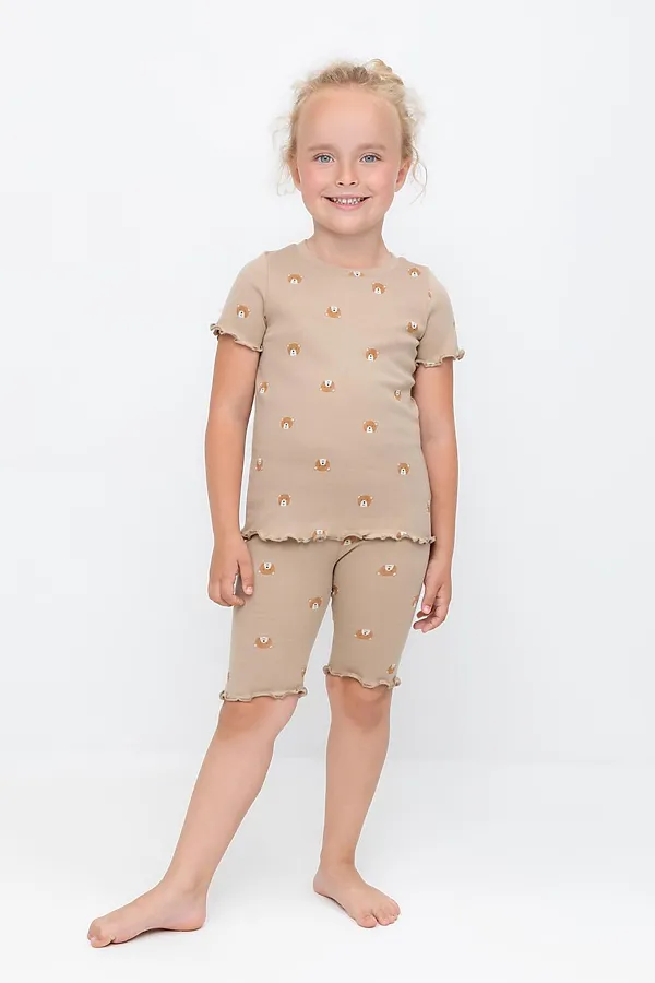 Пижама CROCKID, темно-бежевый,медвежонок - фото 1