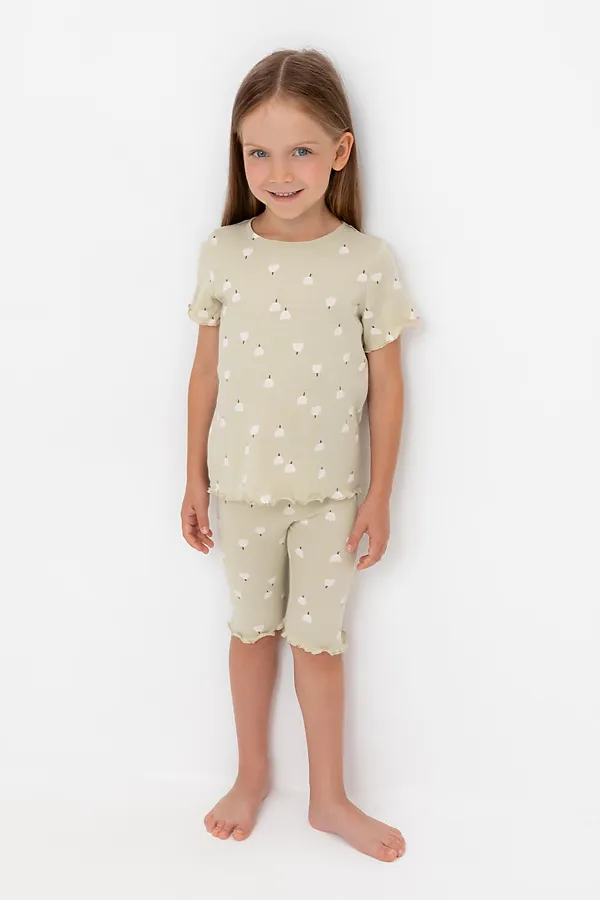 Пижама CROCKID, фисташковый мусс,колокольчики - фото 1