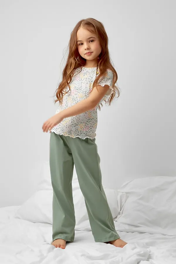 Пижама CROCKID, весенний сад,эвкалипт - фото 1