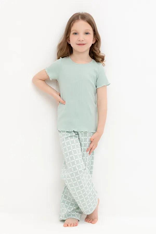 Пижама CROCKID, голубая дымка,морская клетка - фото 1