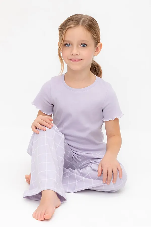 Пижама CROCKID, лепесток орхидеи,двойная клетка - фото 1