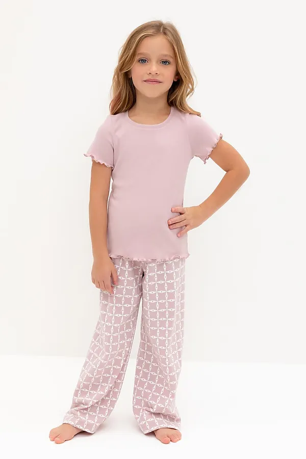 Пижама CROCKID, розовый лед,морская клетка - фото 1