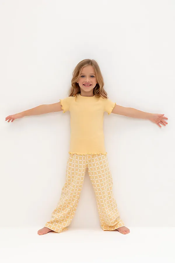 Пижама CROCKID, светлая мимоза,морская клетка - фото 1