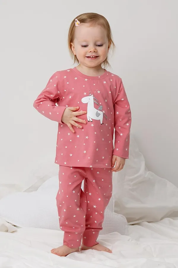 Пижама CROCKID, королевский розовый,звездная ночь - фото 1