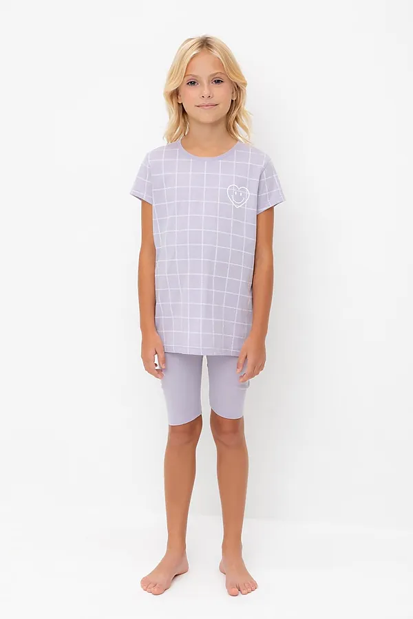 Пижама CROCKID, лепесток орхидеи,двойная клетка - фото 1