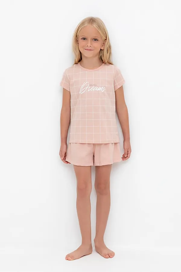 Пижама CROCKID, дымчатая роза,двойная клетка - фото 1