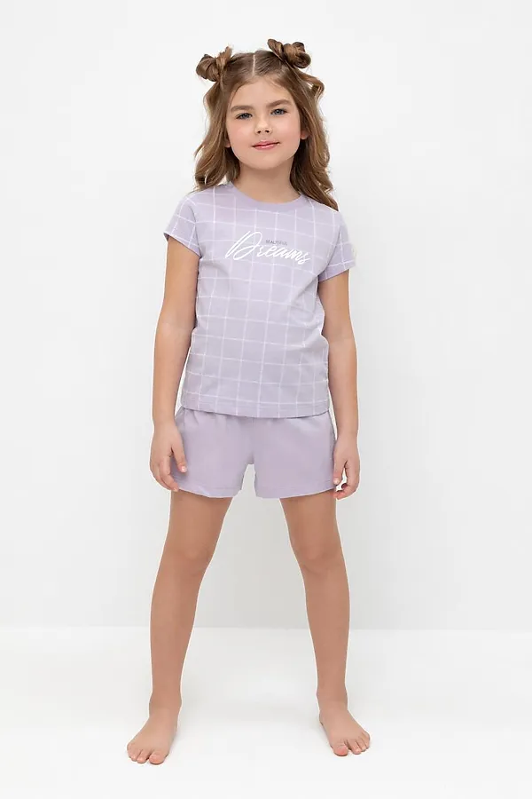 Пижама CROCKID, лепесток орхидеи,двойная клетка - фото 1