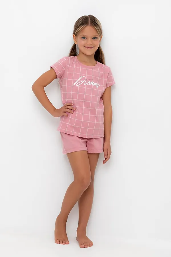 Пижама CROCKID, розовый зефир,двойная клетка - фото 1