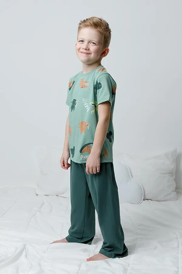 Пижама CROCKID, динозавры,зеленый - фото 1
