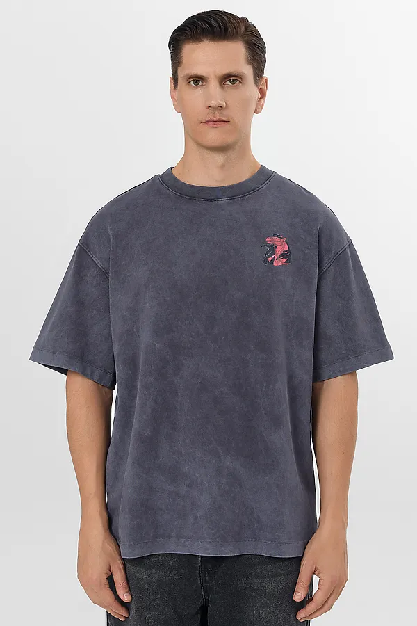 Футболка MARK FORMELLE, acid wash графит +печать - фото 1