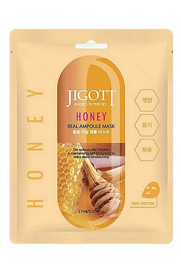 Jigott Ампульная тканевая маска с прополисом и мёдом / Honey Real Ampoule Mask, 27 мл УЦЕНКА KRISTALLER, медовая - фото 1