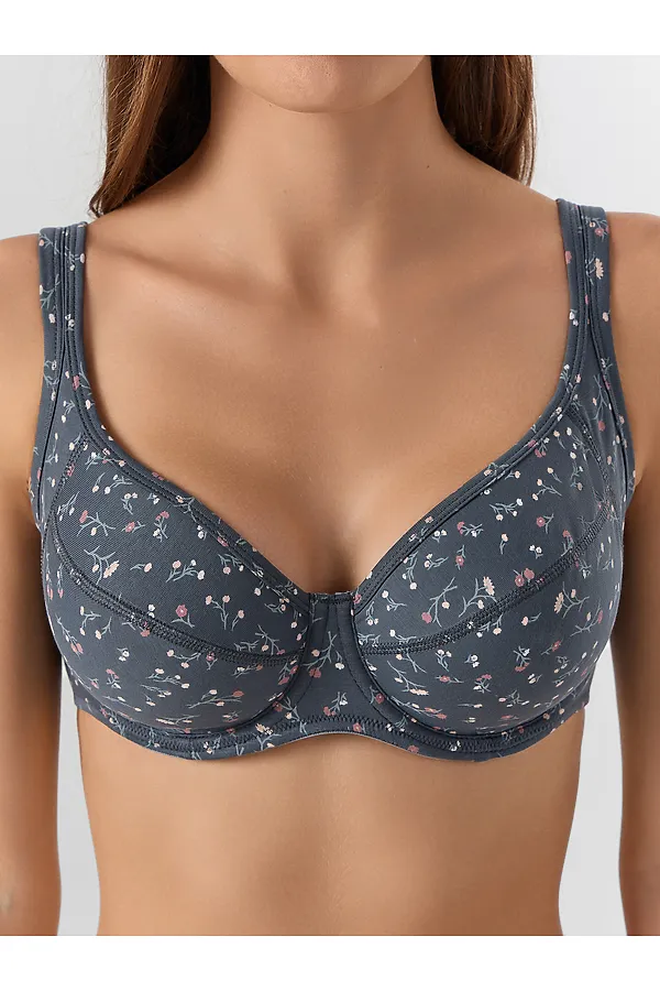 Бюстгальтер MARK FORMELLE, цветы на т.сером - фото 1