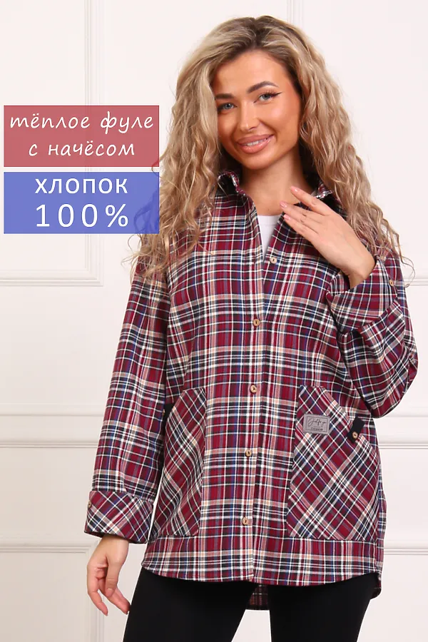 Рубашка 1094 НАТАЛИ, бордовый - фото 1