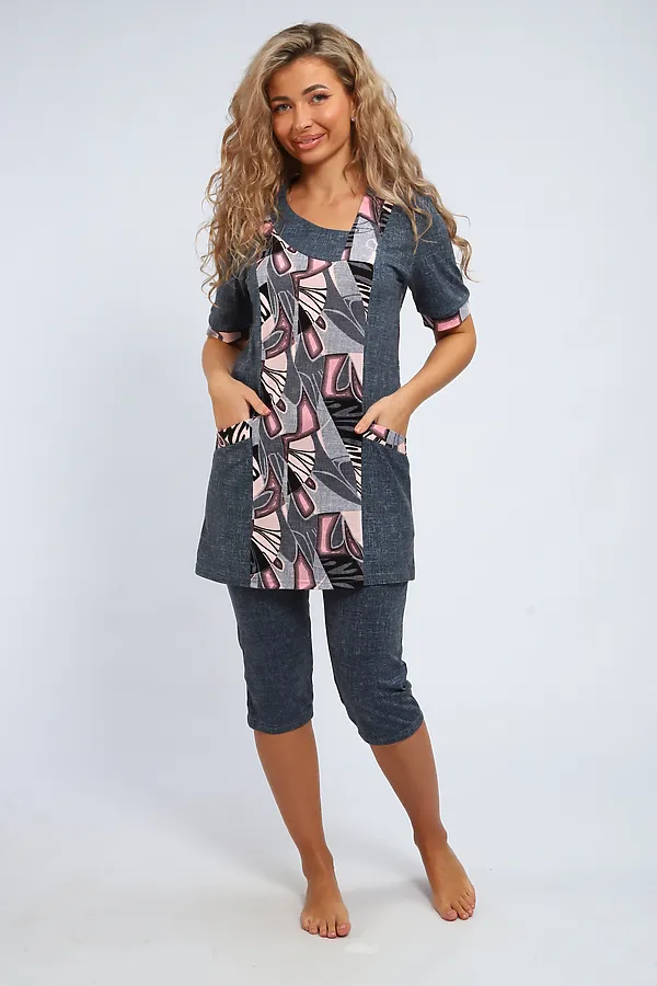 Костюм с бриджами 361 НАТАЛИ, серый - фото 1