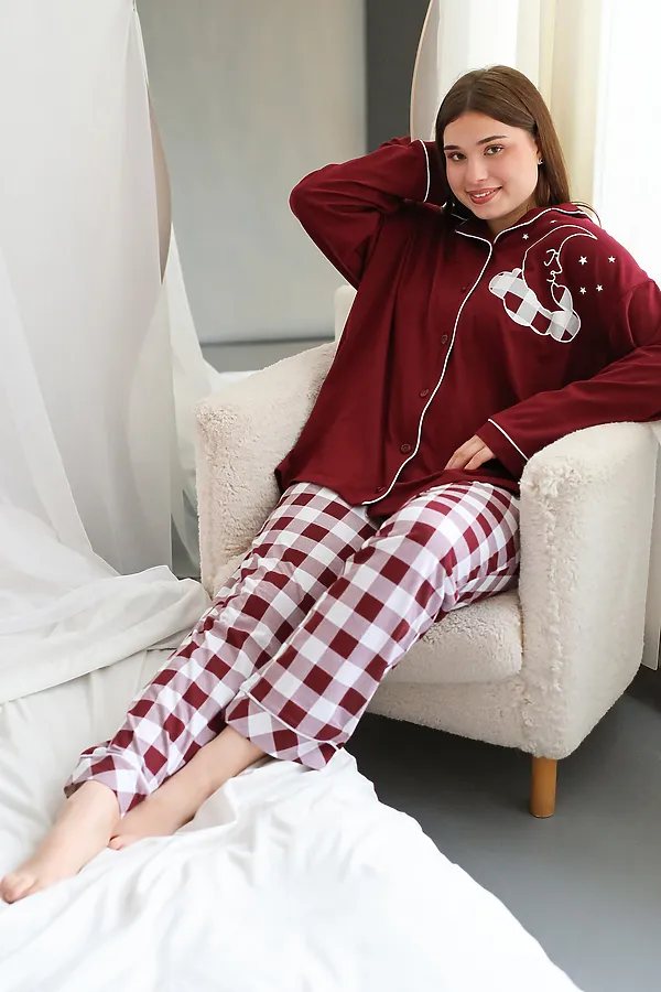 Пижама с брюками Облако НАТАЛИ, бордовый - фото 1