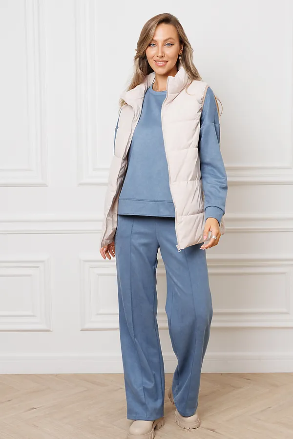 Костюм с брюками замшевый брючный 43043 НАТАЛИ, синий - фото 1