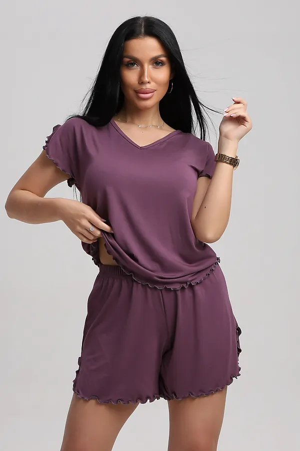 Пижама с шортами 375708 НАТАЛИ, сливовый - фото 1