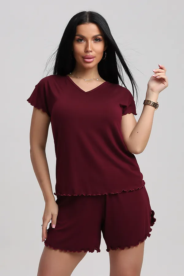 Пижама с шортами 375708 НАТАЛИ, бордовый - фото 1