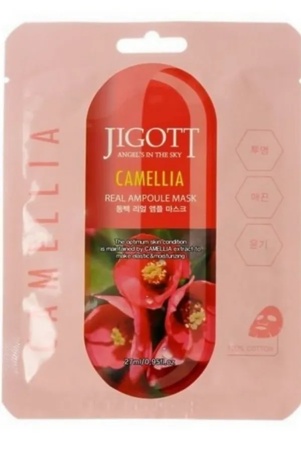 Jigott Ампульная тканевая маска с экстрактом камелии, 27 мл УЦЕНКА KRISTALLER, камелия - фото 1