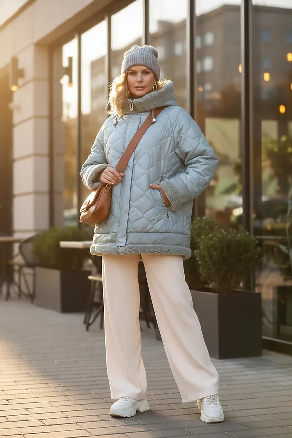 Куртка верблюжья шерсть, арт. 310 НАТАЛИ, бирюзовый - фото 1