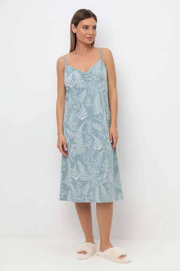 Сорочка VERY NEAT, пыльно-голубой,лесной гербарий - фото 1