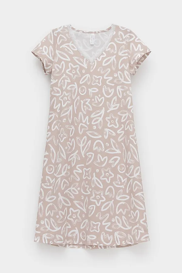 Сорочка VERY NEAT, бежевый,абстрактные цветы - фото 1