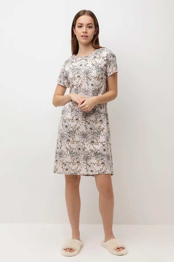 Сорочка VERY NEAT, бежевый,крупные цветы - фото 1