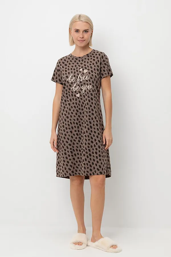 Сорочка VERY NEAT, коричневый меланж,пятна сафари - фото 1