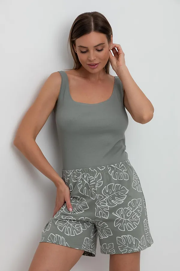 Пижама VERY NEAT, зеленый чай,тропические листья - фото 1