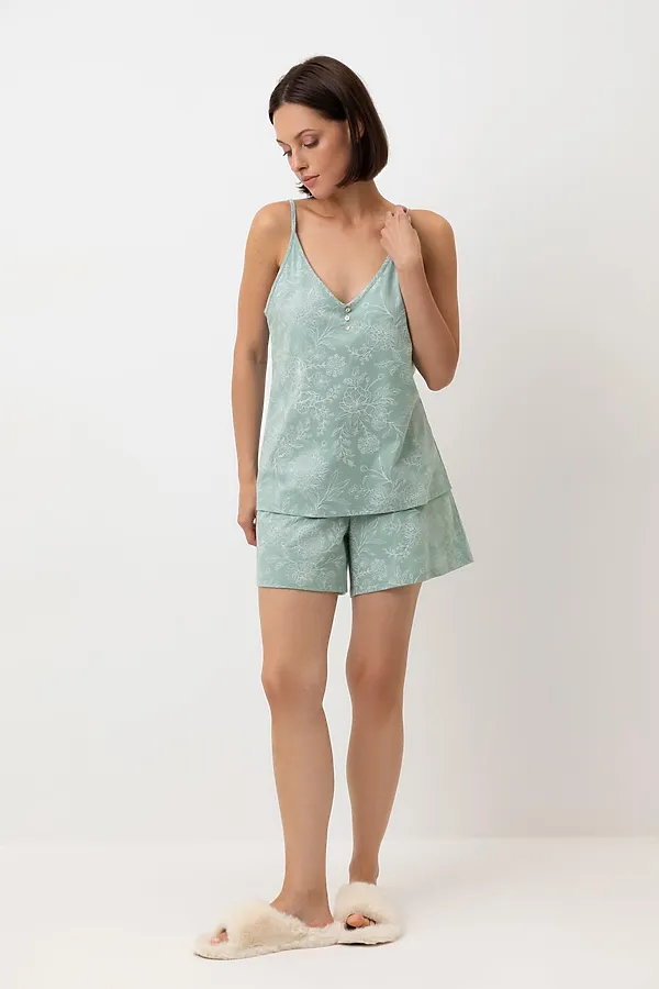 Пижама VERY NEAT, голубой прибой,кружевные цветы - фото 1