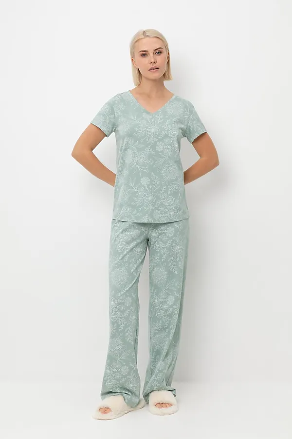 Пижама VERY NEAT, голубой прибой,кружевные цветы - фото 1