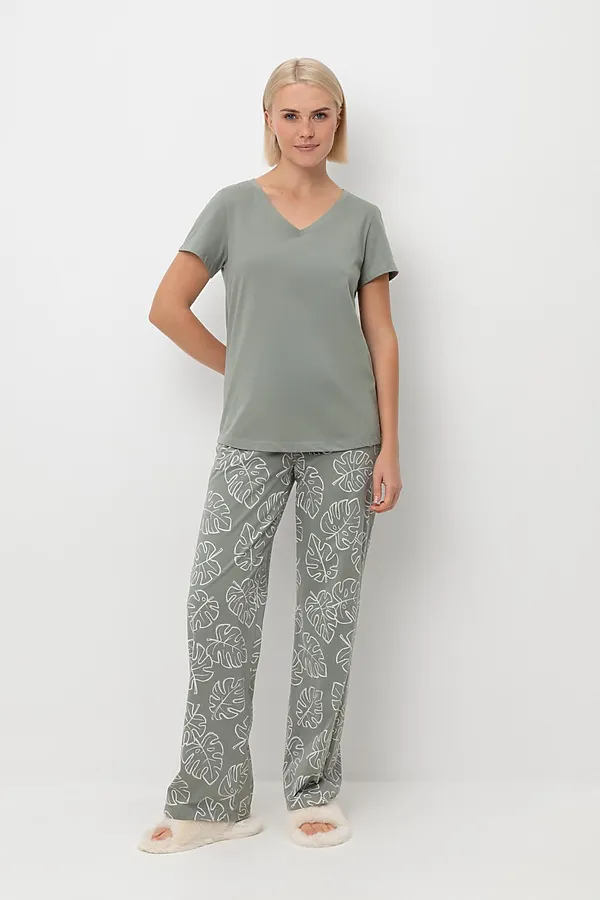 Пижама VERY NEAT, зеленый чай,тропические листья - фото 1