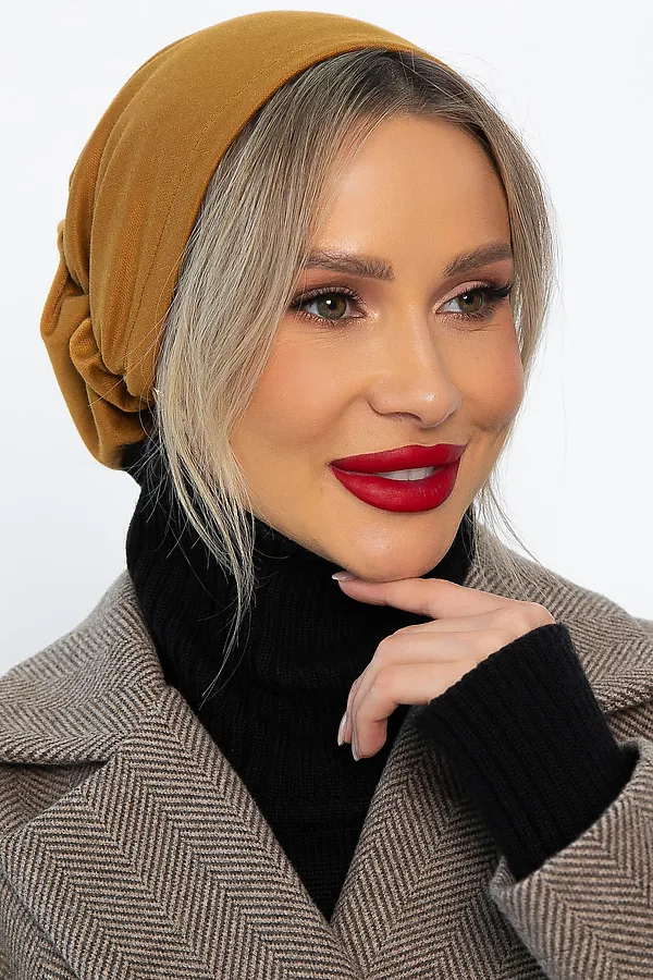 Чалма с резинкой LADY TAIGA, горчичная - фото 1