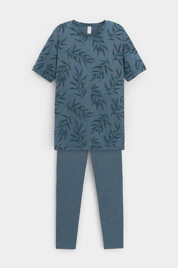Пижама VERY NEAT, голубой мираж,оливковая ветвь - фото 1