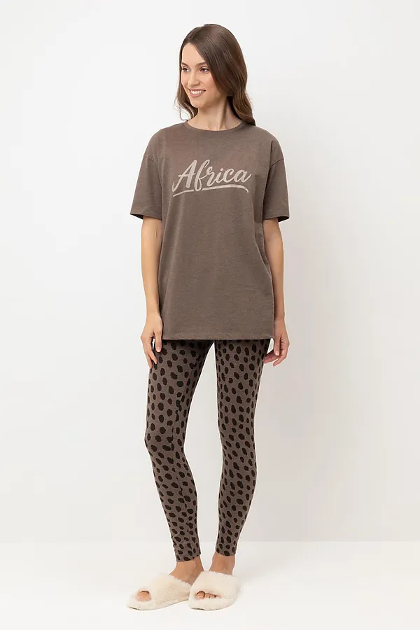 Пижама VERY NEAT, коричневый меланж,пятна сафари - фото 1