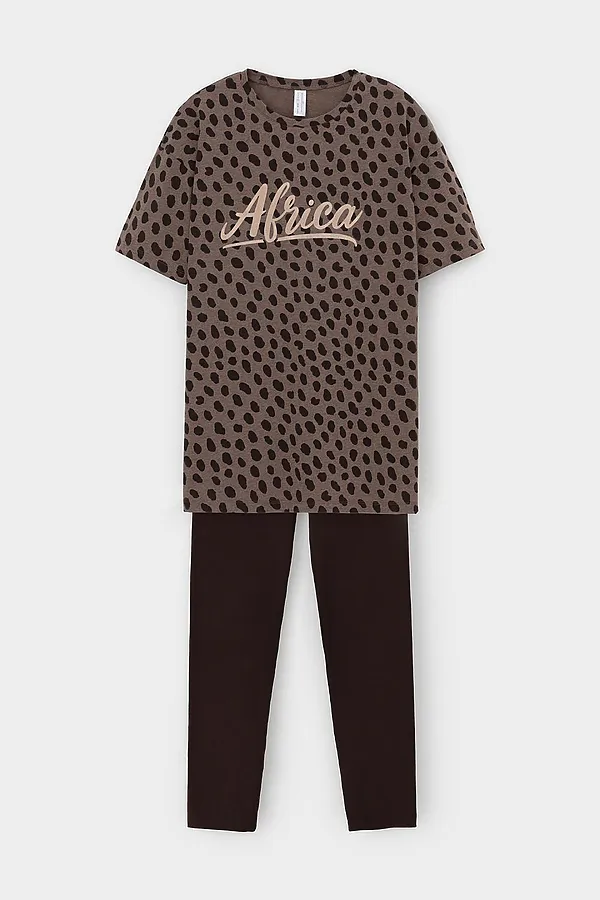 Пижама VERY NEAT, пятна сафари,черный кофе - фото 1