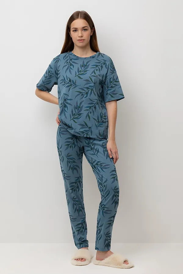 Пижама VERY NEAT, голубой мираж,оливковая ветвь - фото 1