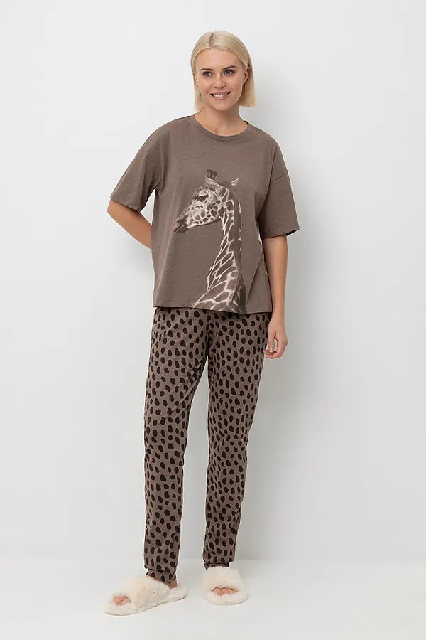 Пижама VERY NEAT, коричневый меланж,пятна сафари - фото 1