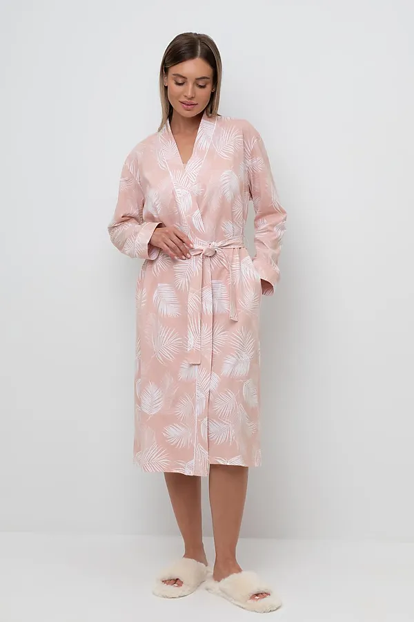 Халат VERY NEAT, дымчатая роза,листья пальмы - фото 1