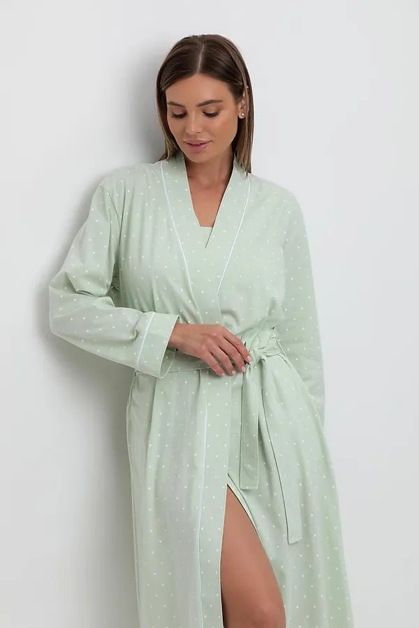 Халат VERY NEAT, пастельно-зеленый,горошек - фото 1