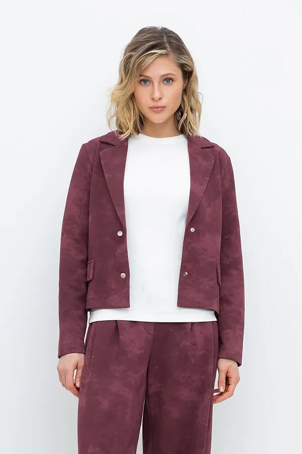 Жакет VERY NEAT, сливовое вино,эффект замши - фото 1